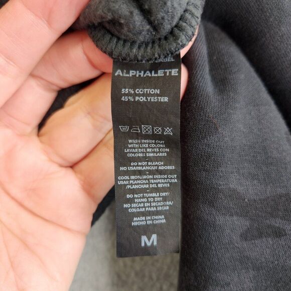 Alphalete Sweatshirt Womens M Gray Camo Cropped Fleece Logo Gym Lifting Crop - Picture 15 of 16